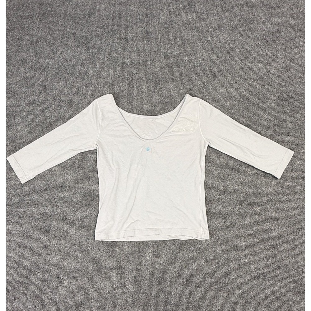 Vintage Azzure Love Life Denim White Crew Neck Embroidered Top L NWT
